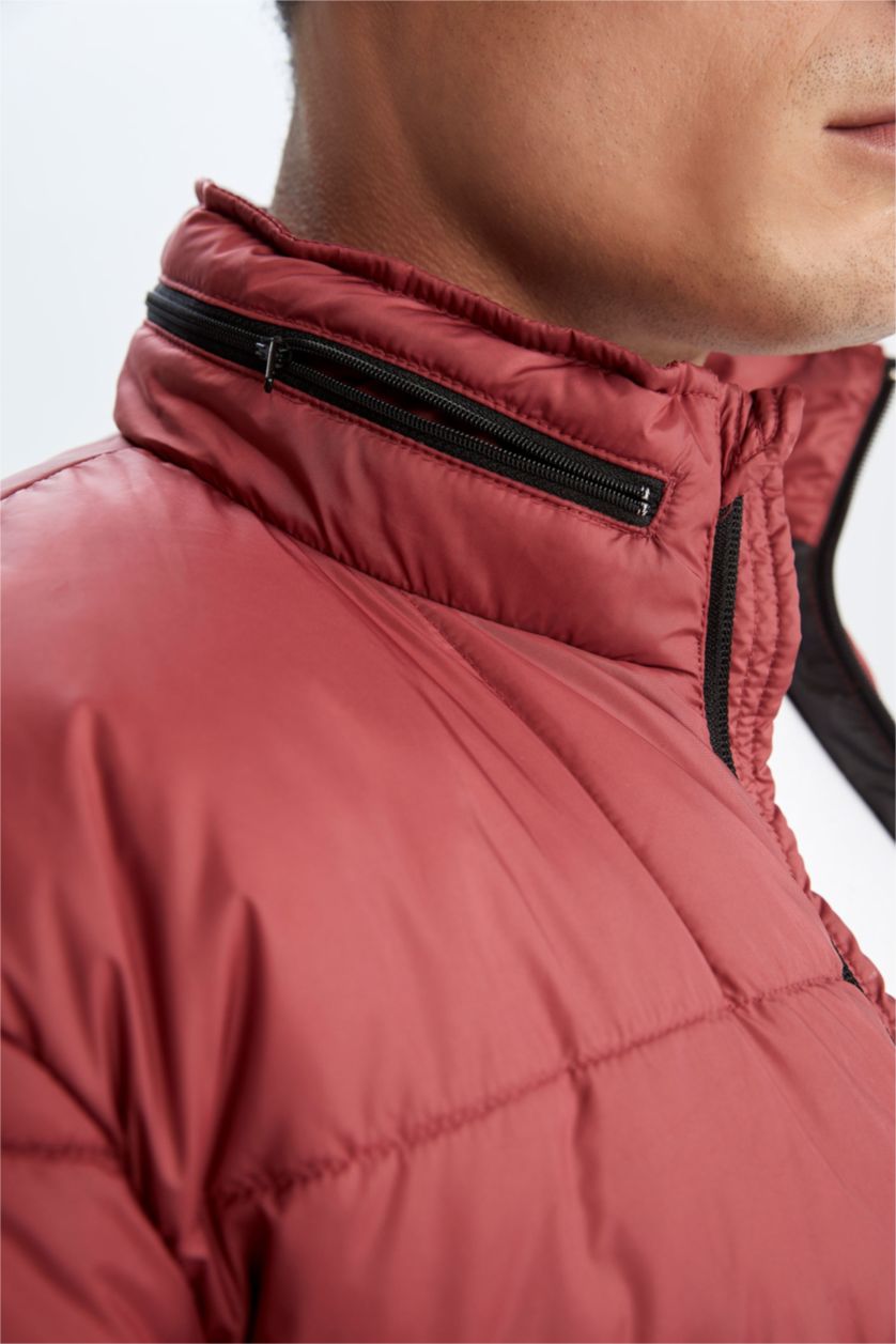 MAN Dark Red Windproof Water Repellent Defacto Fit Slim Fit Reversible Jacket