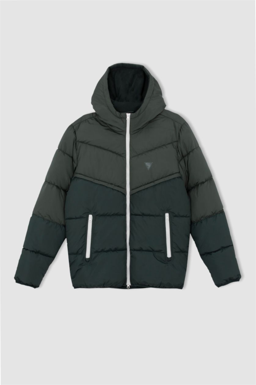 Erkek Koyu Yeşil DeFactoFit Regular Fit Mont
