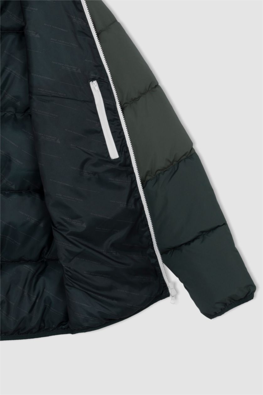 Erkek Koyu Yeşil DeFactoFit Regular Fit Mont