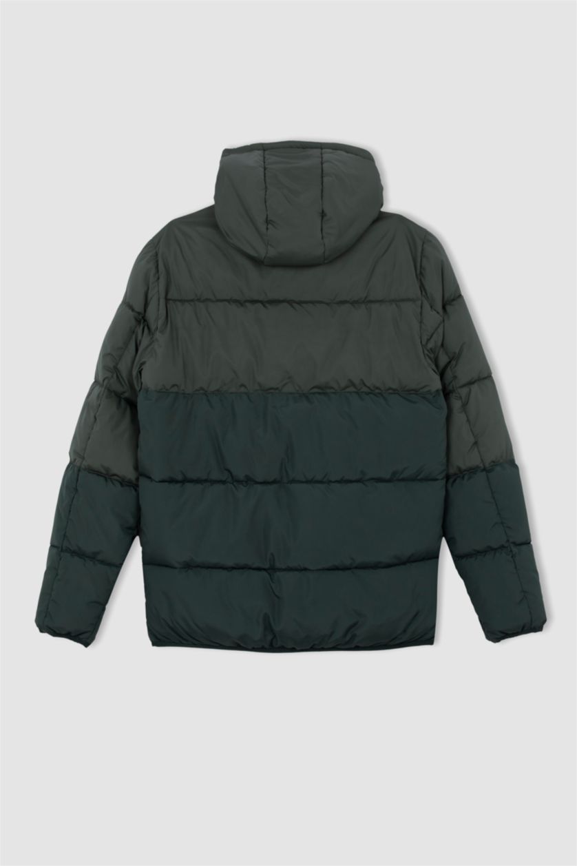 Erkek Koyu Yeşil DeFactoFit Regular Fit Mont