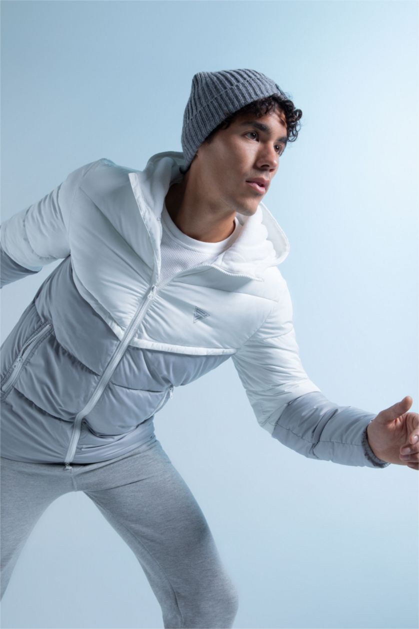 MAN Grey Windproof Water Repellent Defacto Fit Hooded Coat