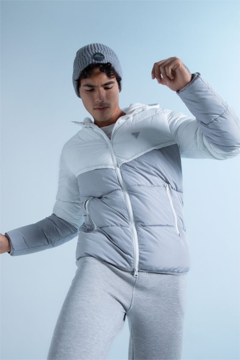 MAN Grey Windproof Water Repellent Defacto Fit Hooded Coat