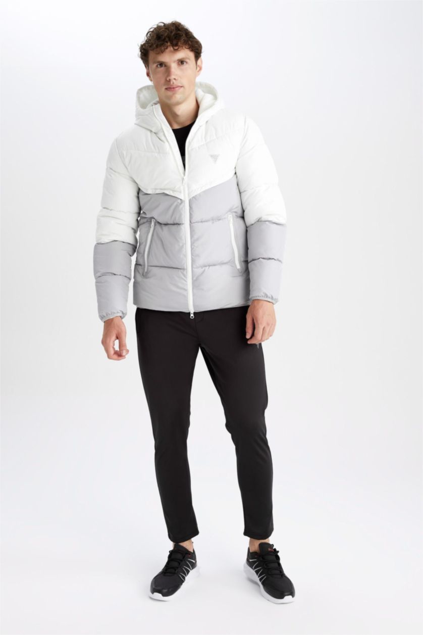 MAN Grey Windproof Water Repellent Defacto Fit Hooded Coat