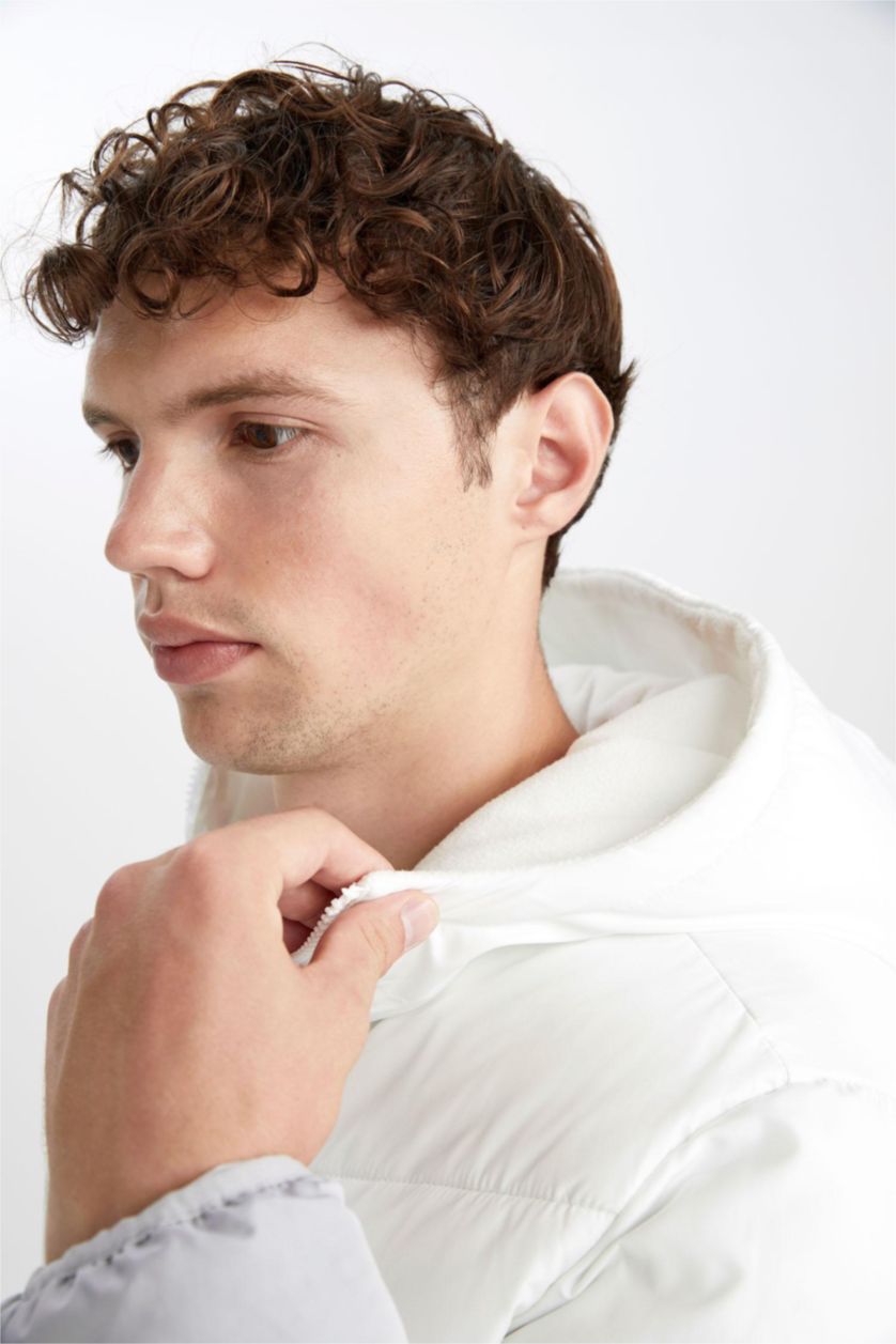 MAN Grey Windproof Water Repellent Defacto Fit Hooded Coat