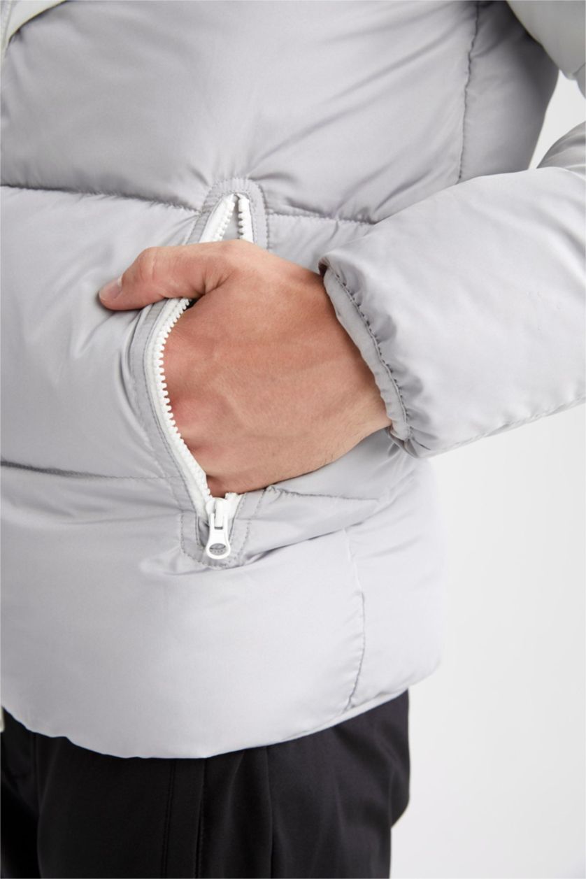 MAN Grey Windproof Water Repellent Defacto Fit Hooded Coat