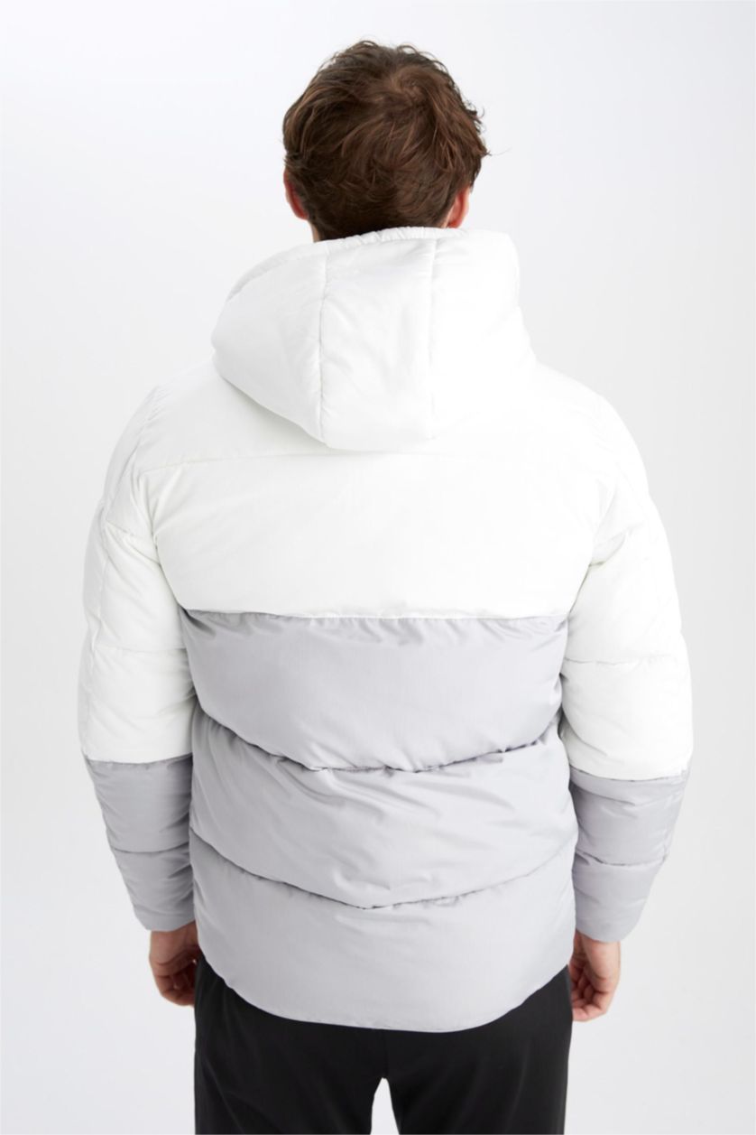 MAN Grey Windproof Water Repellent Defacto Fit Hooded Coat