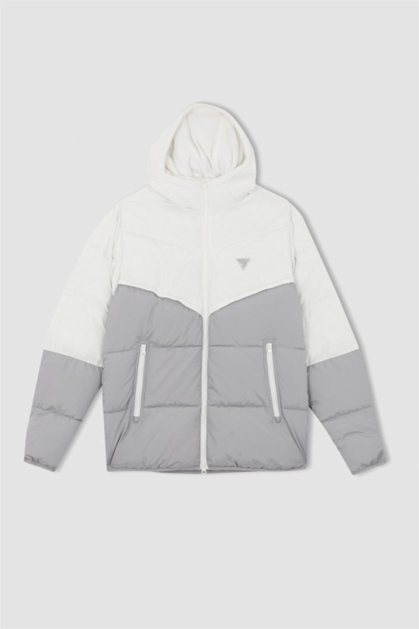 MAN Grey Windproof Water Repellent Defacto Fit Hooded Coat