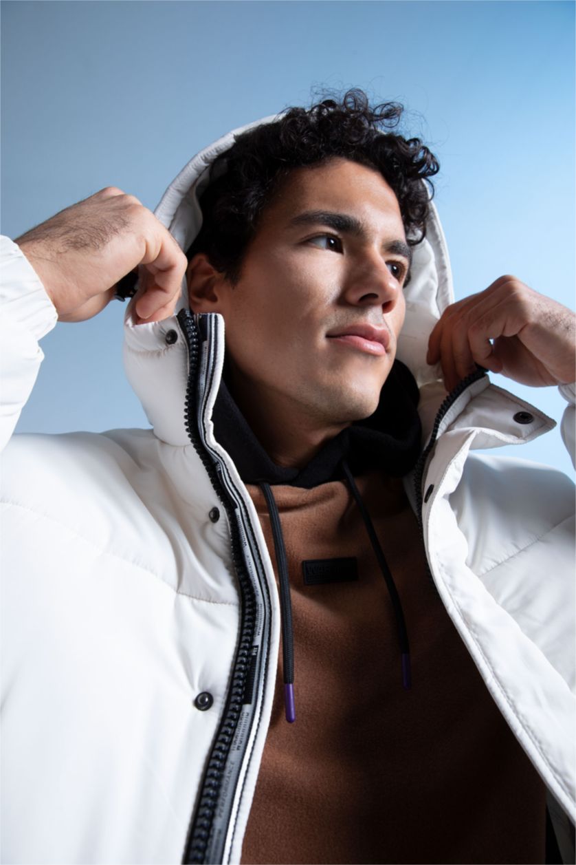 Man Stone Windproof Water Repellent Defacto Fit Regular Fit Hooded Coat