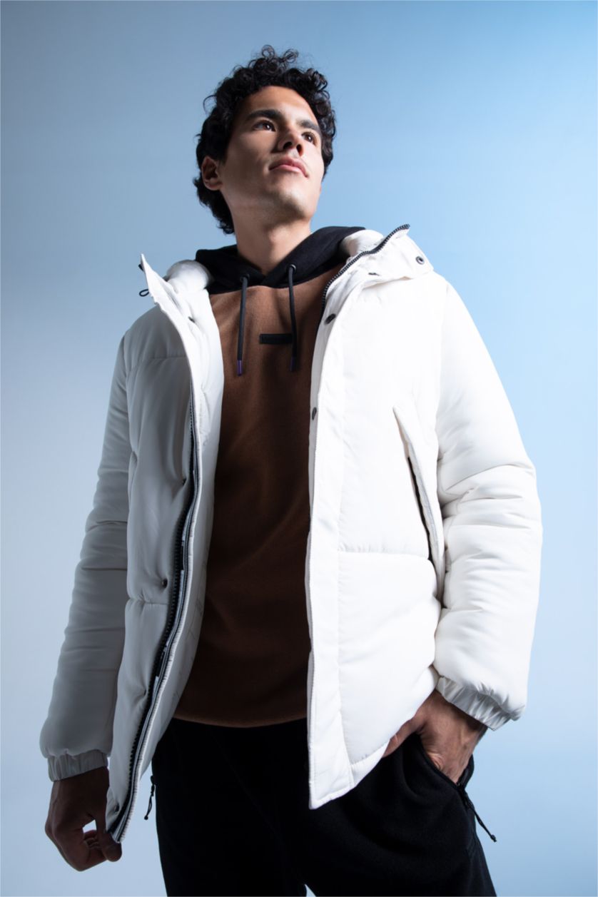 Man Stone Windproof Water Repellent Defacto Fit Regular Fit Hooded Coat