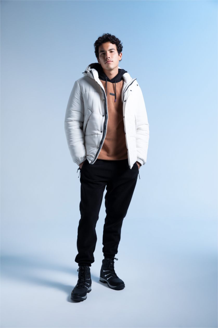 Man Stone Windproof Water Repellent Defacto Fit Regular Fit Hooded Coat