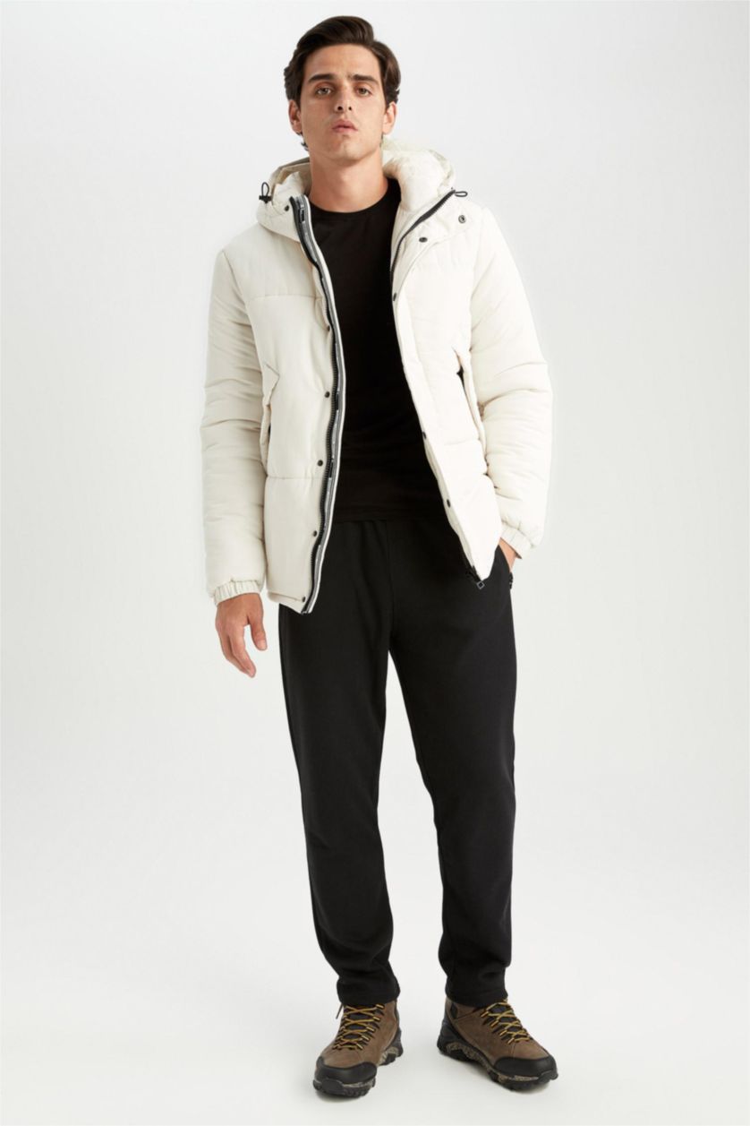 Man Stone Windproof Water Repellent Defacto Fit Regular Fit Hooded Coat