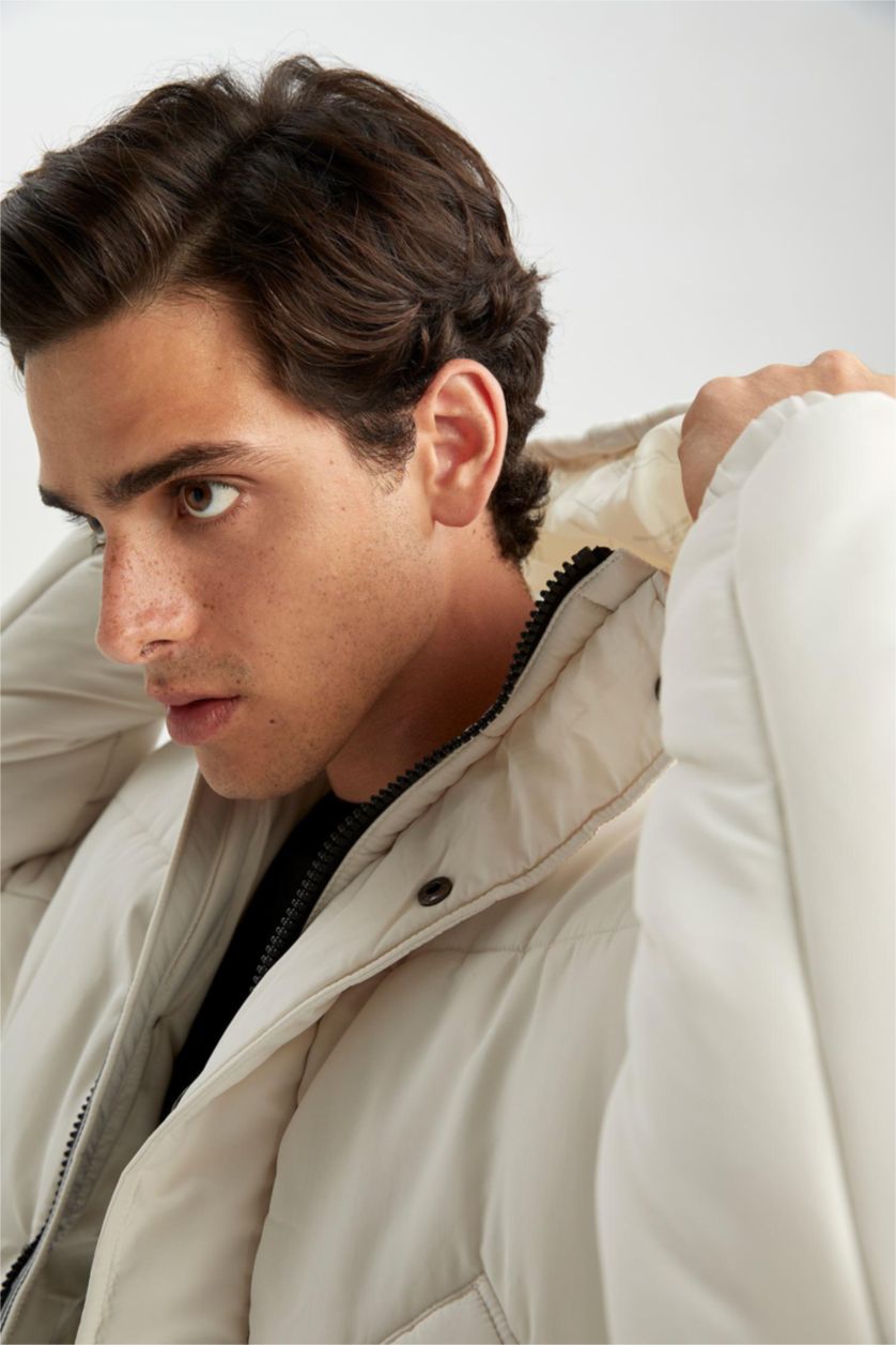 Man Stone Windproof Water Repellent Defacto Fit Regular Fit Hooded Coat