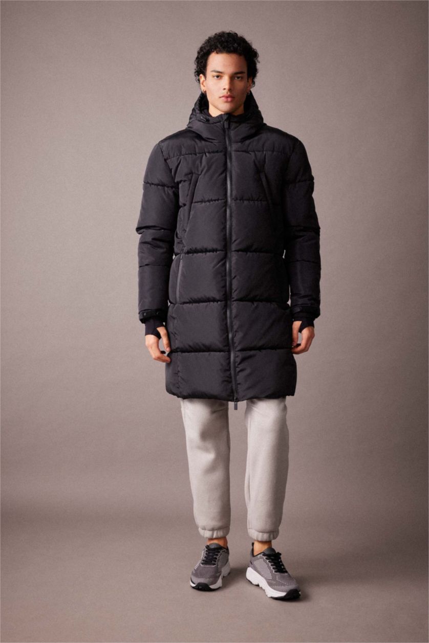 Erkek Siyah DeFactoFit Regular Fit İçi Polarlı Mont