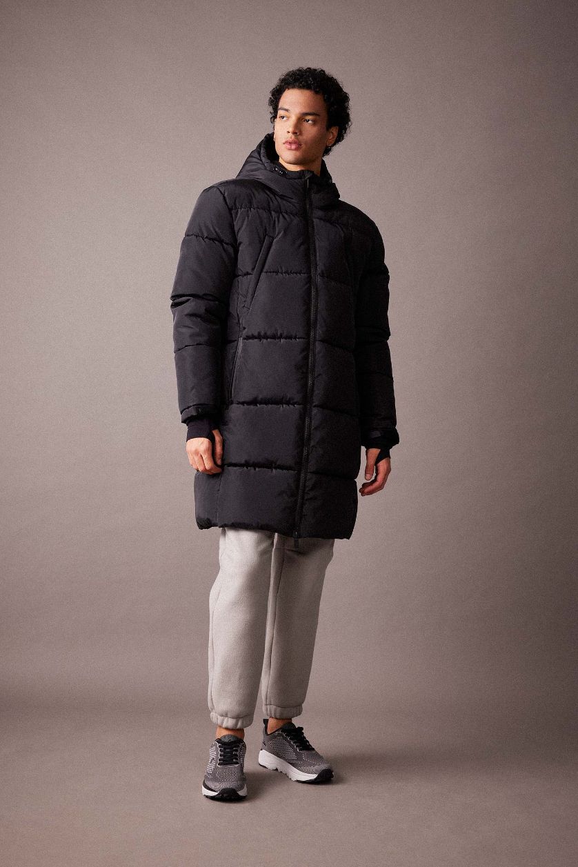 Erkek Siyah DeFactoFit Regular Fit İçi Polarlı Mont