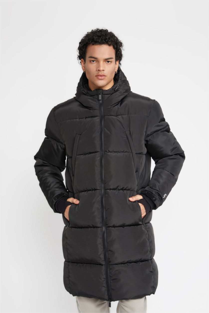 Erkek Siyah DeFactoFit Regular Fit İçi Polarlı Mont