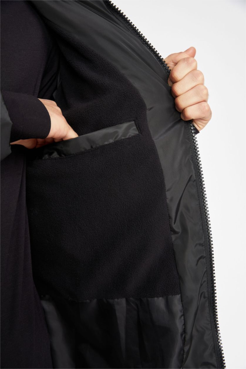 Erkek Siyah DeFactoFit Regular Fit İçi Polarlı Mont