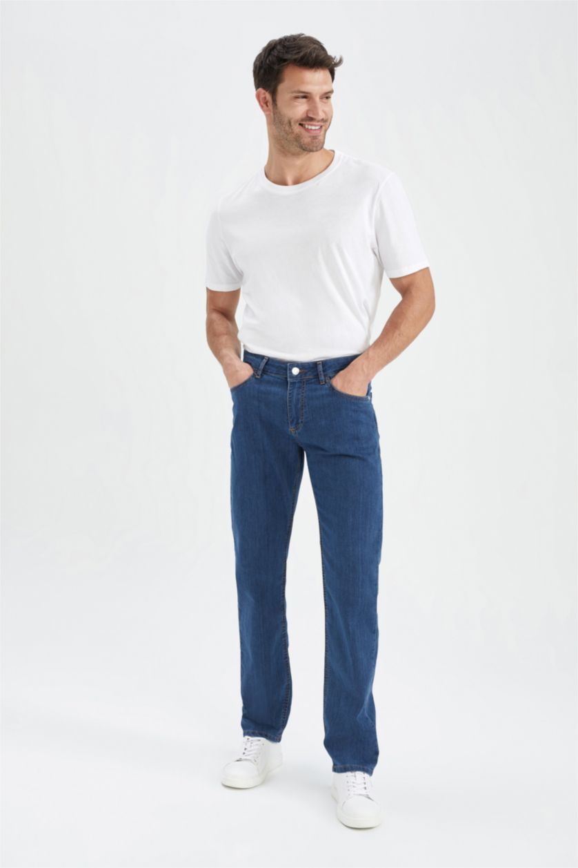 Erkek Mavi Sergio Regular Fit Normal Kalıp Normal Bel Boru Paça Jean Pantolon