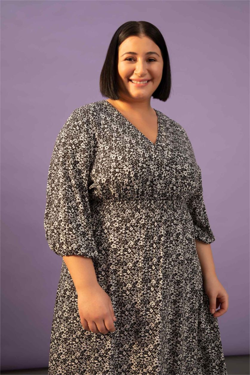 Kadın Siyah Midi Elbise