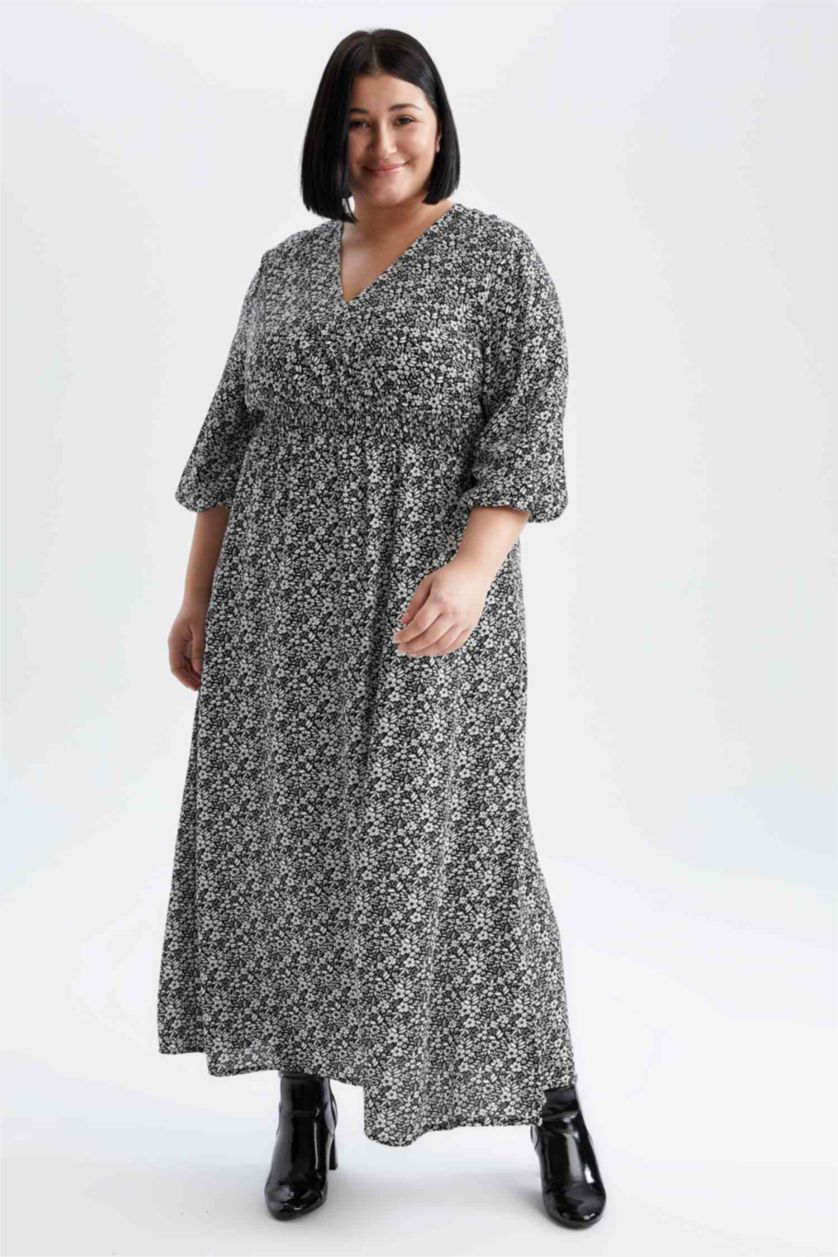 Kadın Siyah Midi Elbise