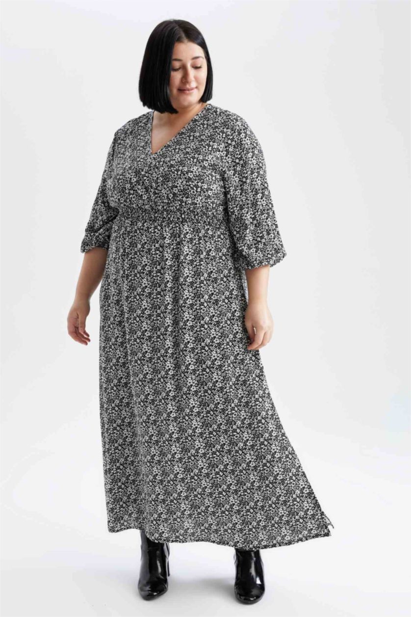 Kadın Siyah Midi Elbise