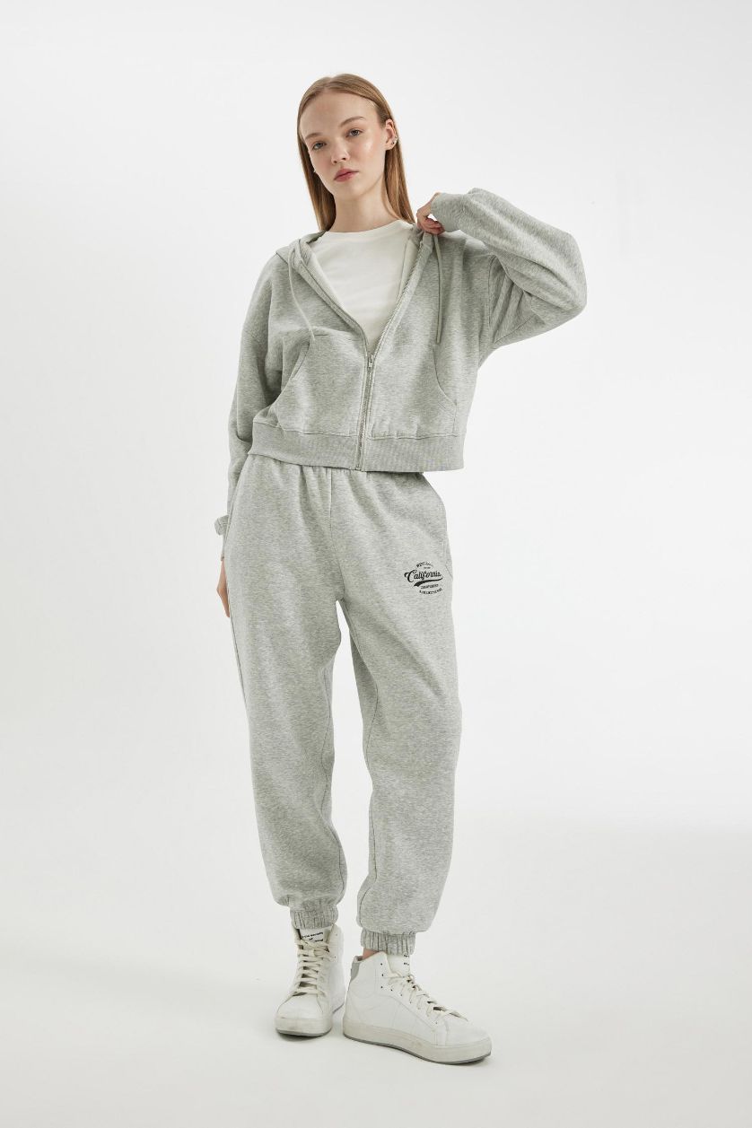 حريمي ميلانج رمادي بنطلون سويت بانتس جوجر بيزك ورجل مطاطي