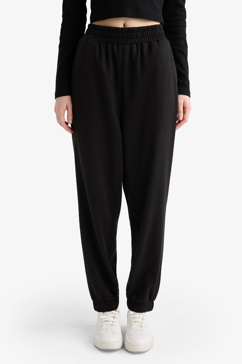 Kadın Siyah Beli Lastikli Jogger Eşofman Altı