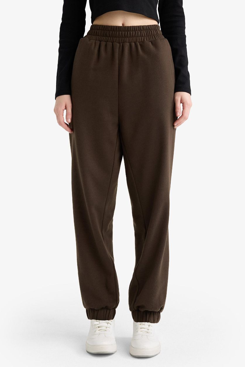 Kadın Kahve Beli Lastikli Jogger Eşofman Altı