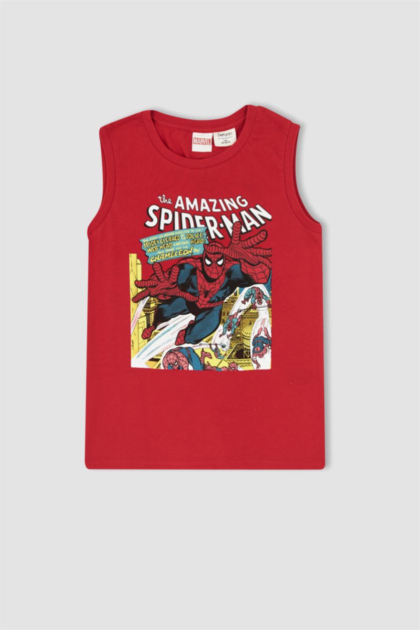 BOYS & TEENS Red Boy Regular Fit Sleeveless Marvel Print Vest