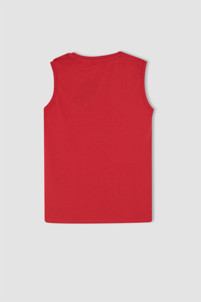 BOYS & TEENS Red Boy Regular Fit Sleeveless Marvel Print Vest