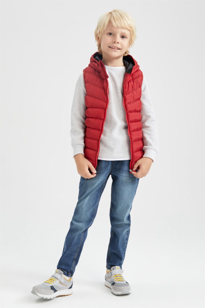 Мальчики и подростки Красный Жилет стандартного кроя для мальчиков