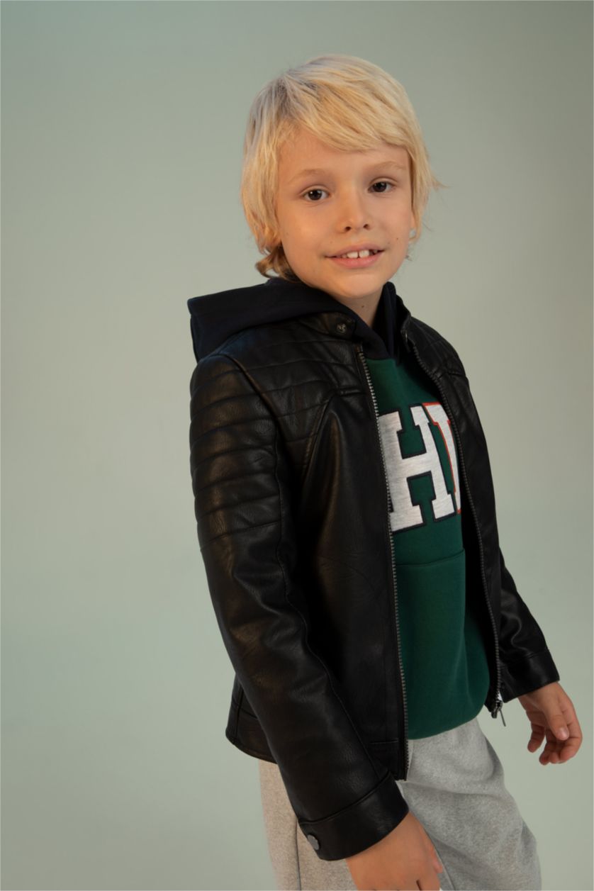 Мальчики и подростки Черный Куртка из искусственной кожи для мальчиков