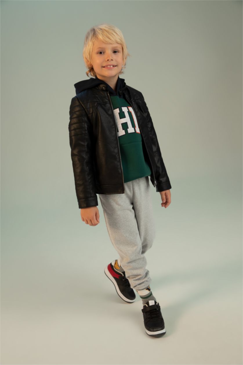 Мальчики и подростки Черный Куртка из искусственной кожи для мальчиков