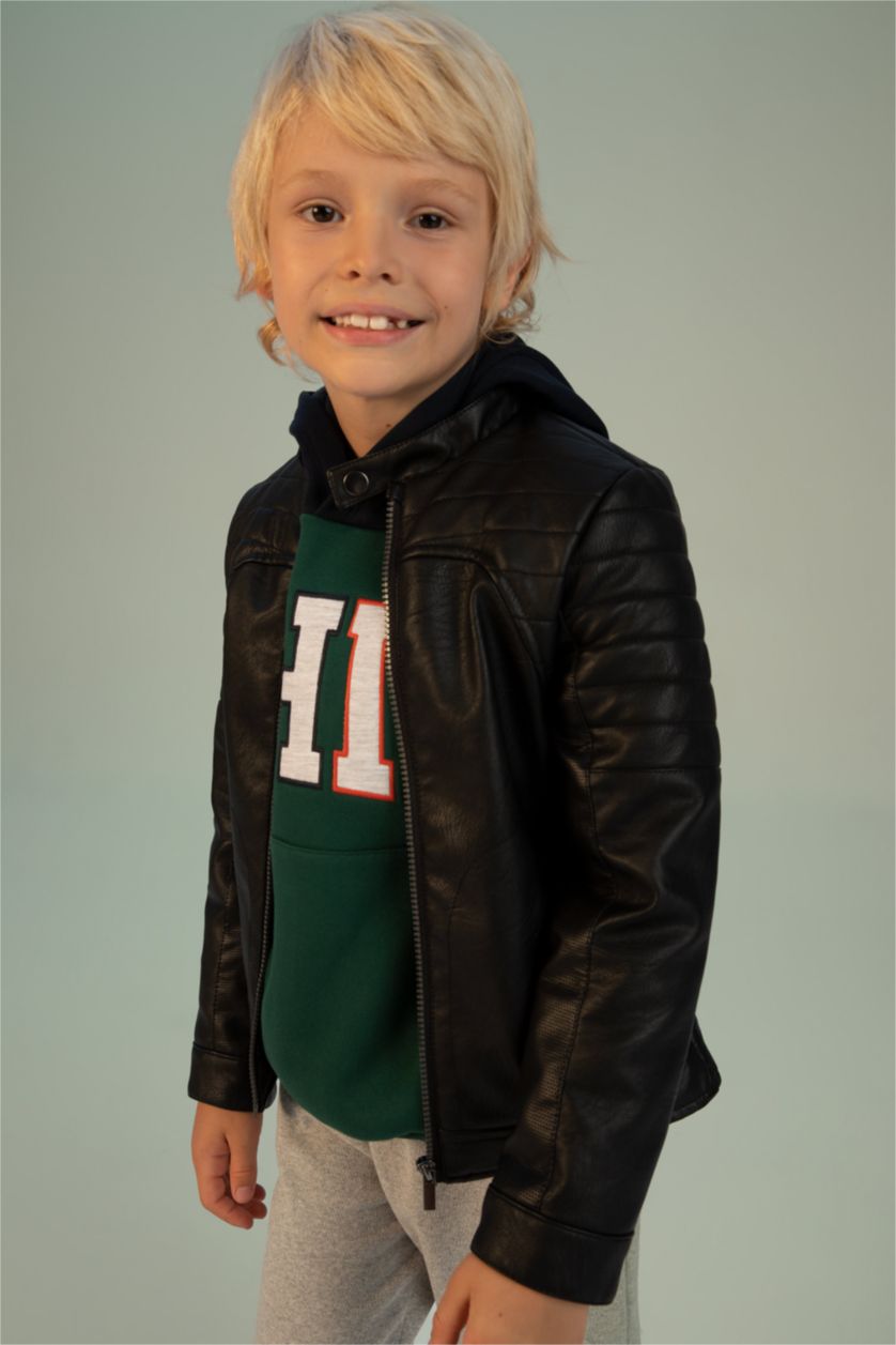 Мальчики и подростки Черный Куртка из искусственной кожи для мальчиков