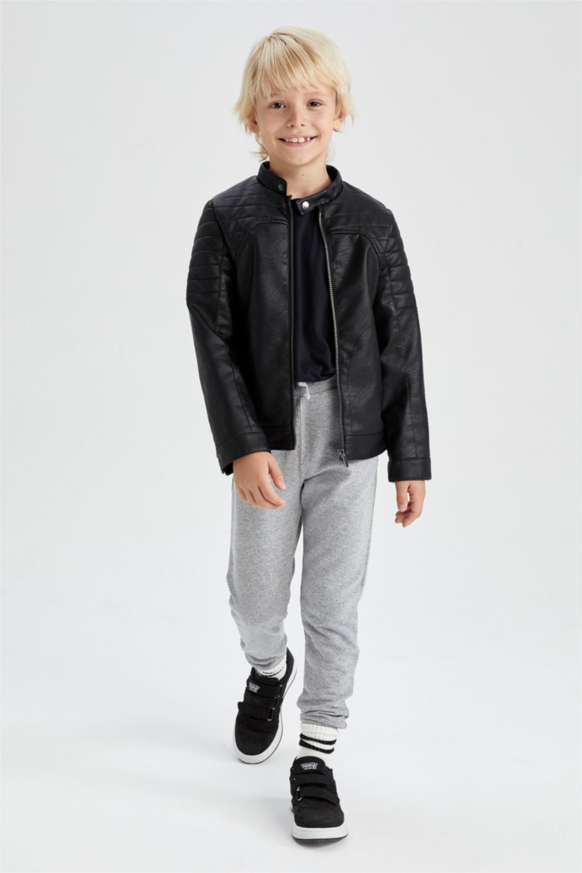 Мальчики и подростки Черный Куртка из искусственной кожи для мальчиков