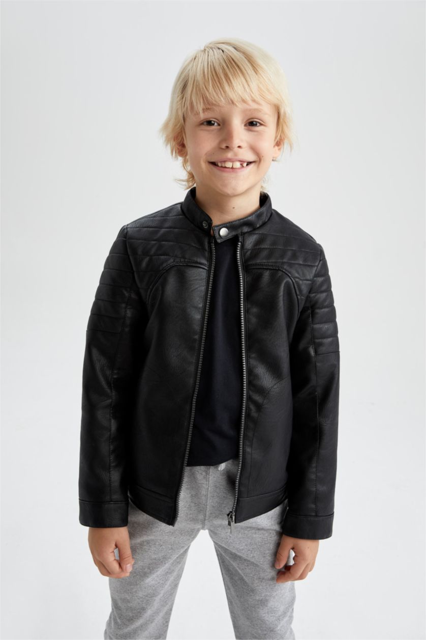 Мальчики и подростки Черный Куртка из искусственной кожи для мальчиков