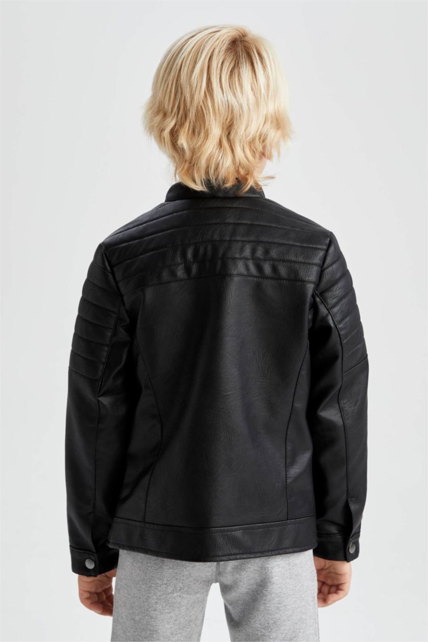 Мальчики и подростки Черный Куртка из искусственной кожи для мальчиков