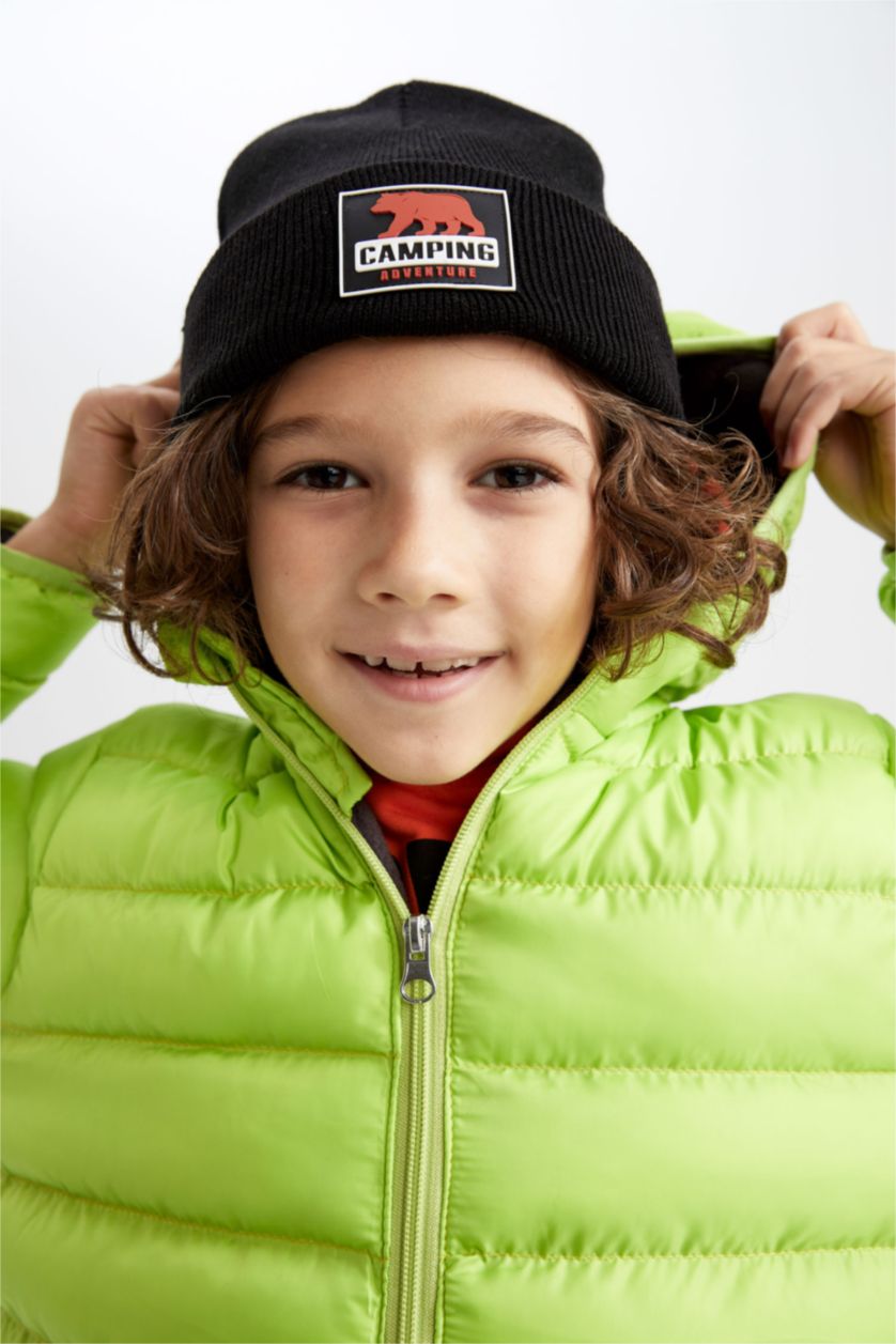 BOYS & TEENS Green Boy Fleece Lined Hooded Puffer Jacket