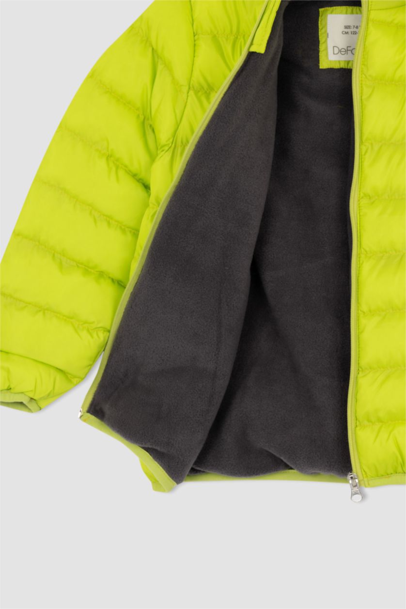 BOYS & TEENS Green Boy Fleece Lined Hooded Puffer Jacket