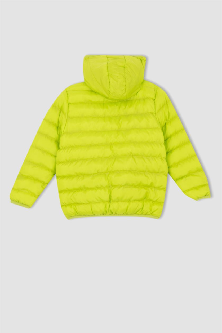 BOYS & TEENS Green Boy Fleece Lined Hooded Puffer Jacket