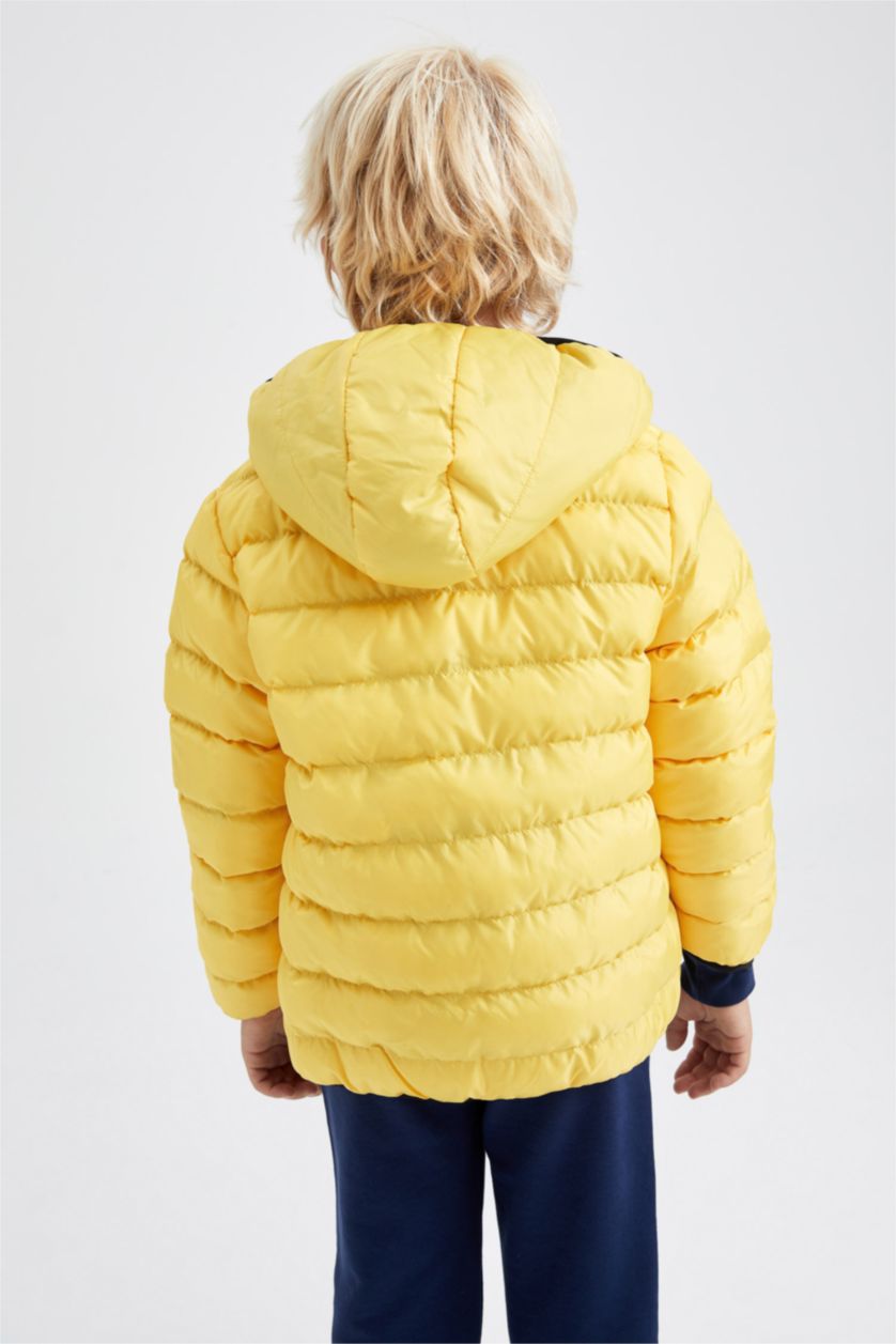 Erkek Çocuk - Genç Erkek Sarı Erkek Çocuk Polar Astarlı Kapüşonlu Şişme Mont