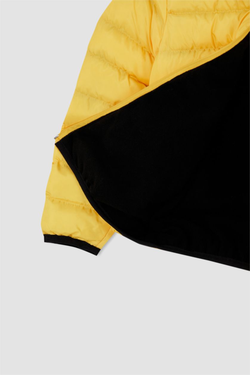 Erkek Çocuk - Genç Erkek Sarı Erkek Çocuk Polar Astarlı Kapüşonlu Şişme Mont