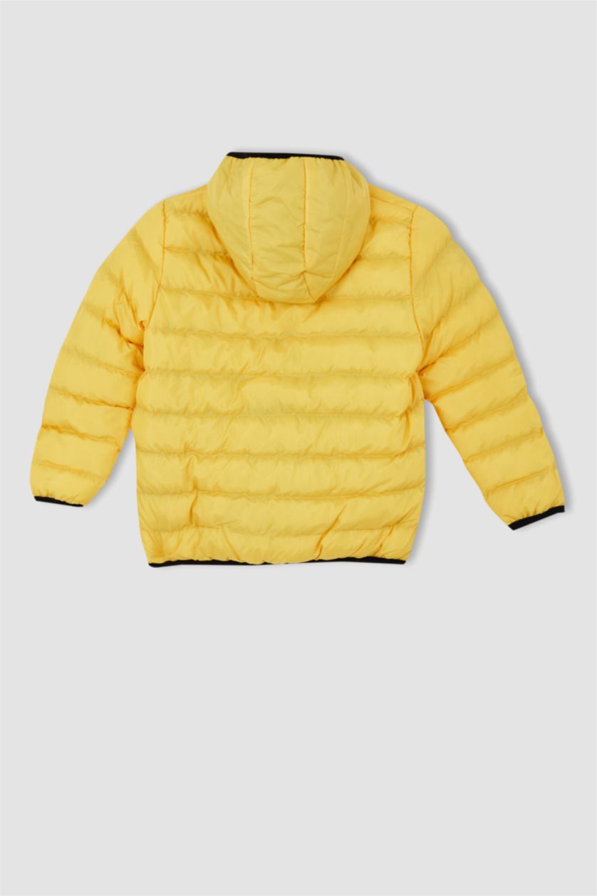Erkek Çocuk - Genç Erkek Sarı Erkek Çocuk Polar Astarlı Kapüşonlu Şişme Mont