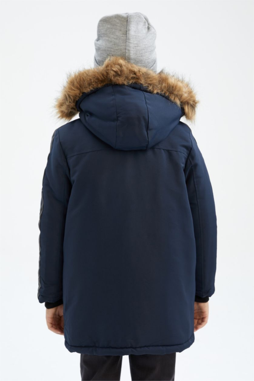 Boys & Teens Indigo Boy Hooded Plush Lining Jacket