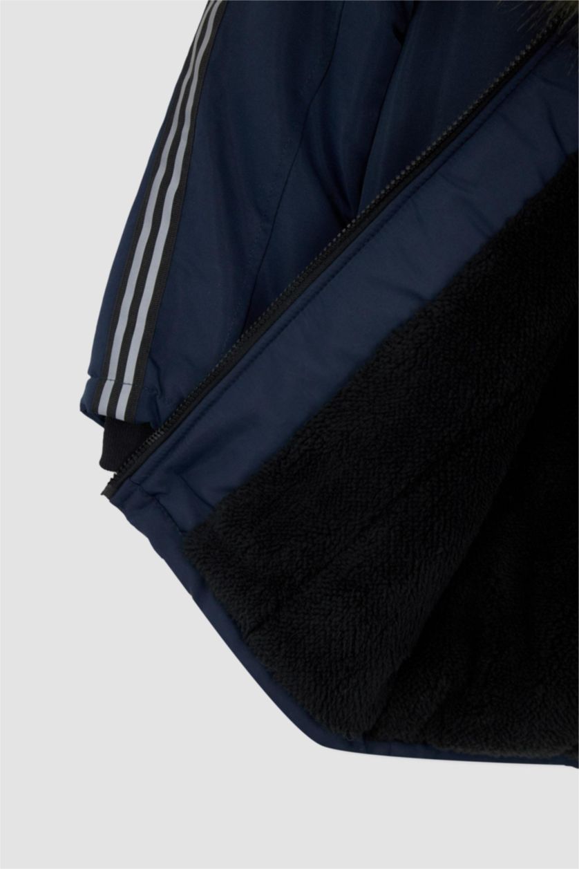 Boys & Teens Indigo Boy Hooded Plush Lining Jacket