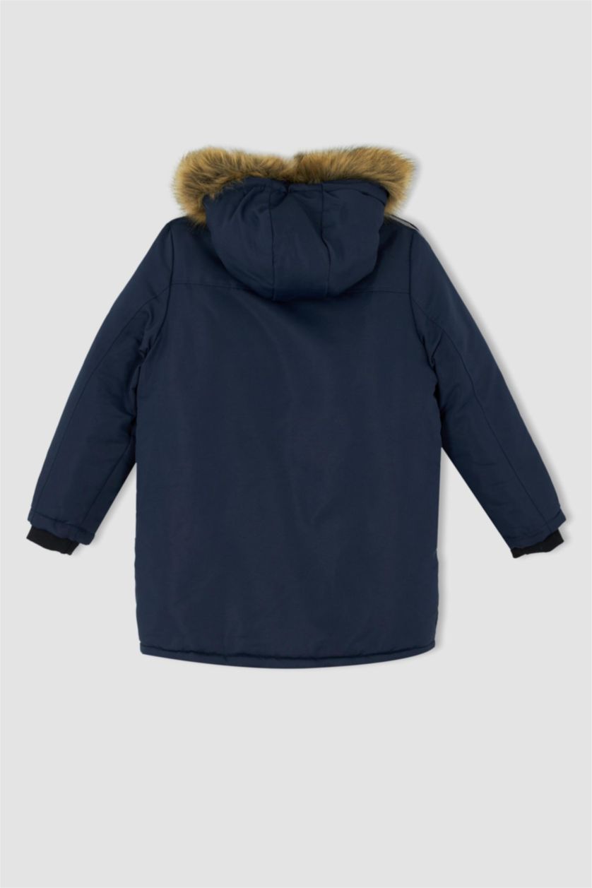 Boys & Teens Indigo Boy Hooded Plush Lining Jacket