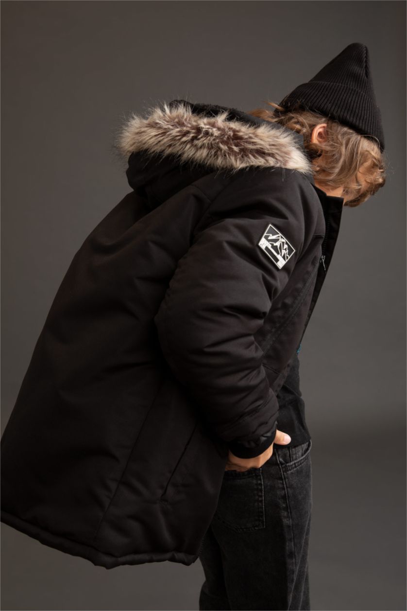 BOYS & TEENS Black بالطو قصة عادية