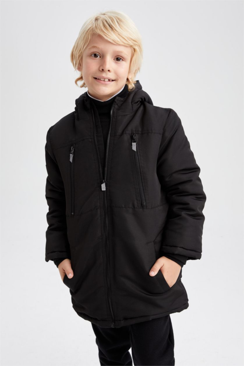 BOYS & TEENS Black بالطو قصة عادية
