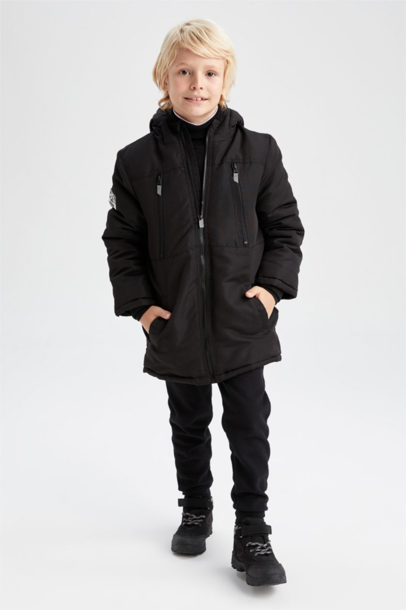 BOYS & TEENS Black بالطو قصة عادية
