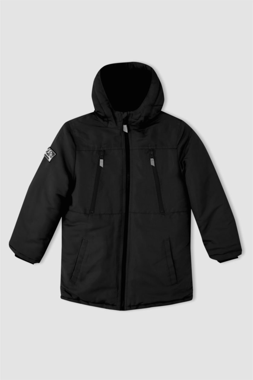 BOYS & TEENS Black بالطو قصة عادية