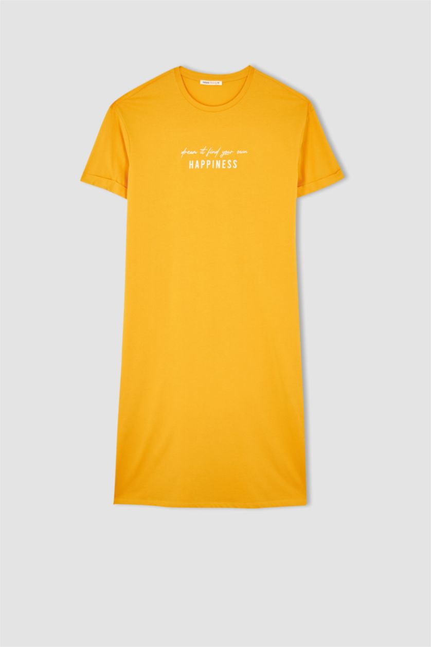 Kadın Turuncu Regular Fit Midi Hamile %100 Pamuk Elbise